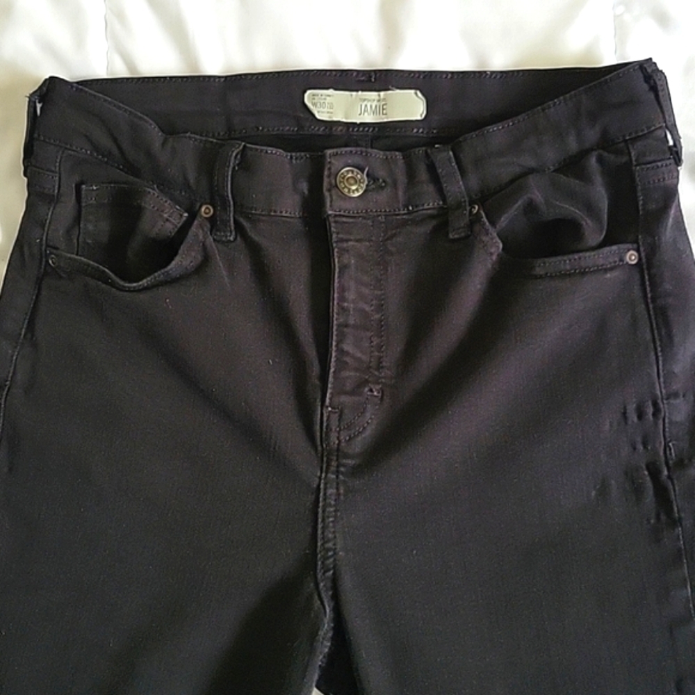 Topshop Black High Rise Jaime Skinny Jeans Size 30 Petite - Picture 3 of 4